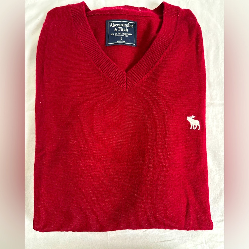 V-neck red Abercrombie sweater
